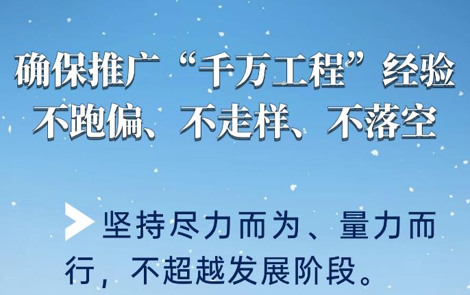 确保推广“千万工程”经验不跑偏、不走样、不落空